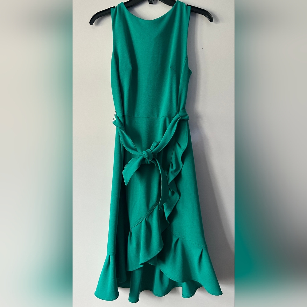 Calvin Klein Women's Ruffle Hem Wrap Style Sleeveless Dress